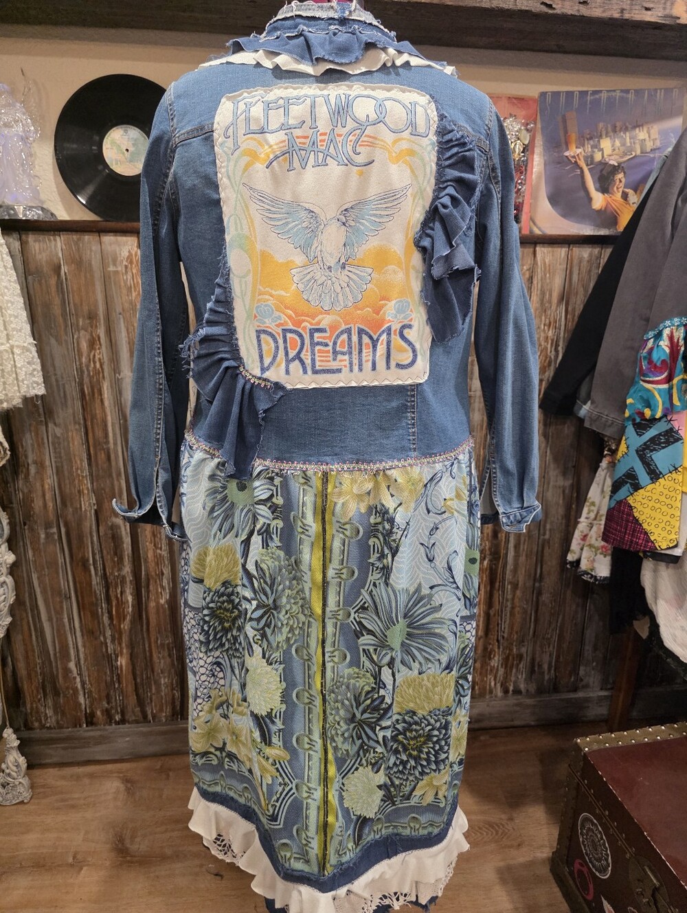 Fleetwood Mac Inspired Jean Upcycled Jacket Duster